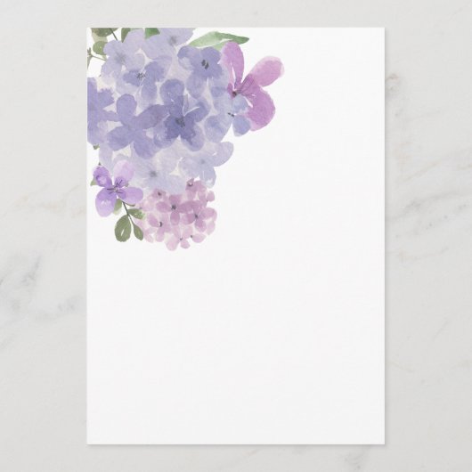 Elegant Lilac Dusty Blue Floral Wedding Reception Menükarte (Rückseite)
