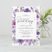 Elegant Lilac Dusty Lila Mauve Floral Wedding in Einladung (Stehend Vorderseite)