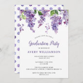 Elegant Lilac Floral Graduation Party Einladung (Vorne/Hinten)
