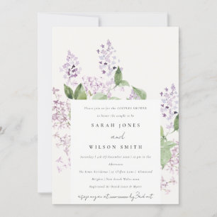 Elegant Lilac Floral Hütte Garden Couples Dusche Einladung