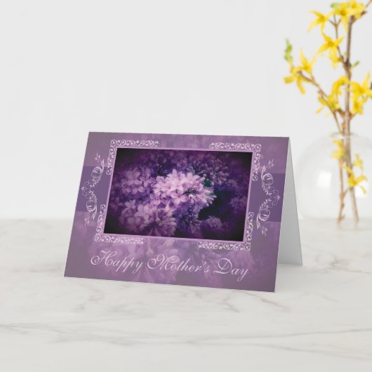 Elegant Lilac Floral "Muttertag" Karte (Gelbe Blume)