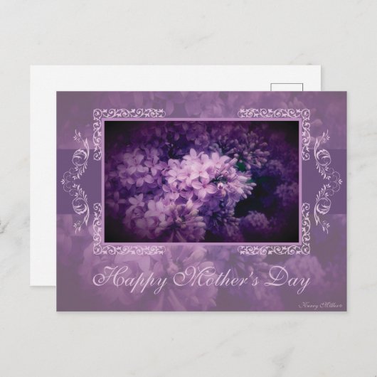 Elegant Lilac Floral "Muttertag" Postkarte (Vorne/Hinten)