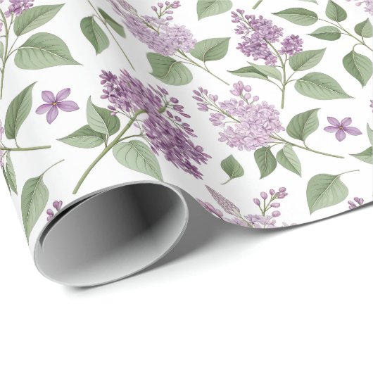 Elegant Lilac Floral Pattern Geschenkpapier (Rolleneckpunkt)