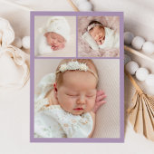 Elegant Lilac Floral Wappen Monogram 4 Foto Birth Ankündigung