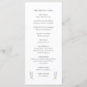Elegant Lilac Floral Wedding Program Menükarte (Rückseite)