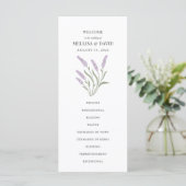 Elegant Lilac Floral Wedding Program Menükarte (Stehend Vorderseite)