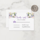 Elegant Lilac Floral Wedding Repcard Mitteilungskarte (Vorderseite/Rückseite Beispiel)