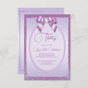 Elegant Lilac Jewel Bow & Glitzer Geburtstag Einladung