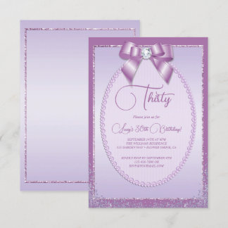 Elegant Lilac Jewel Bow & Glitzer Geburtstag Einladung
