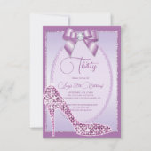 Elegant Lilac Jewel Bow & Stiletto Birthday Einladung (Vorderseite)