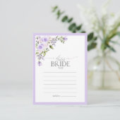 Elegant Lilac Lavender Blumenberater der Braut Postkarte (Stehend Vorderseite)