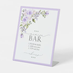 Elegant Lilac Lavender Brautparty Mimosa Bar Sockelschild