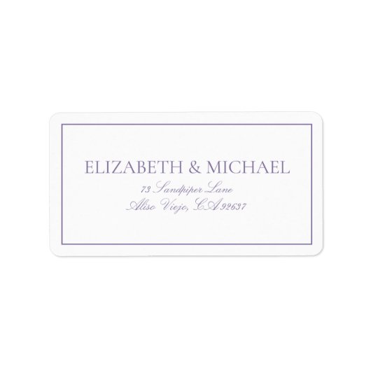 Elegant Lilac Lavender Classic Script Return Adressaufkleber (Vorne)