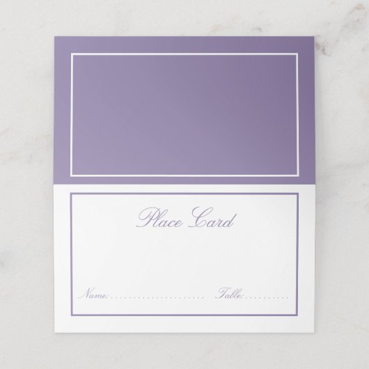 Elegant Lilac Lavender Classic Script Wedding Platzkarte (Außenseite Aufgefaltet)