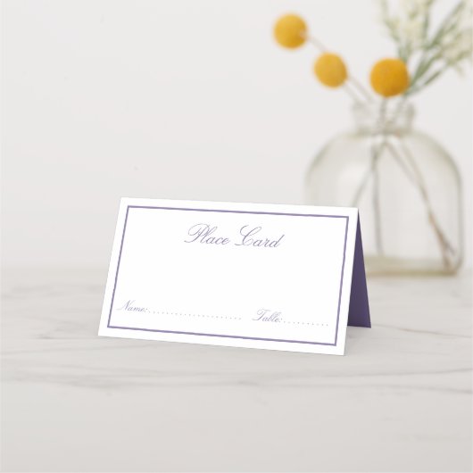 Elegant Lilac Lavender Classic Script Wedding Platzkarte (Vorderseite)