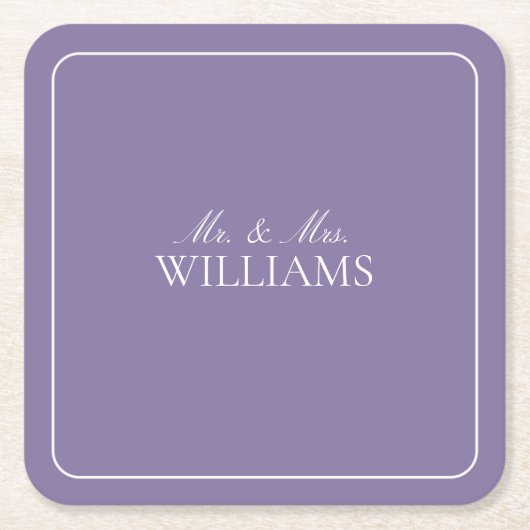 Elegant Lilac Lavender Classic Script Wedding Rechteckiger Pappuntersetzer (Vorderseite)