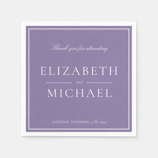 Elegant Lilac Lavender Classic Script Wedding Serviette (Vorderseite)