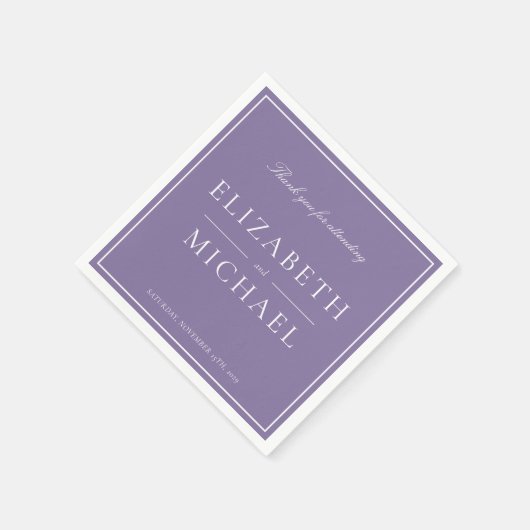 Elegant Lilac Lavender Classic Script Wedding Serviette (Ecke)