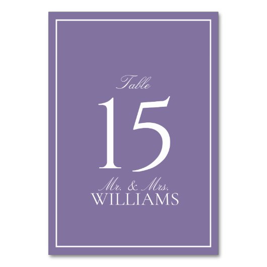 Elegant Lilac Lavender Classic Script Wedding Tischnummer (Rückseite)