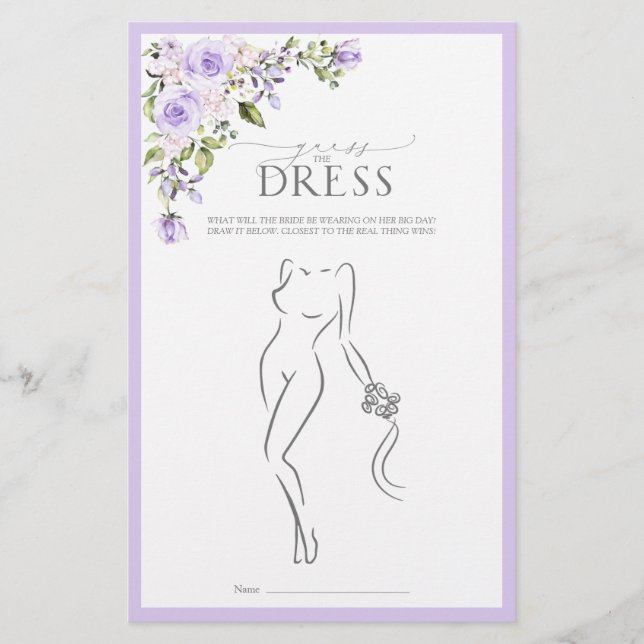Elegant Lilac Lavender Floral Brautparty Game (Vorderseite)