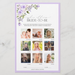 Elegant Lilac Lavender Floral Brautparty Game