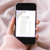 Elegant Lilac Lavender Floral Brautparty Game Einladung