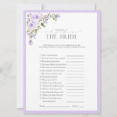Elegant Lilac Lavender Floral Brautparty Game Einladung (Vorderseite)