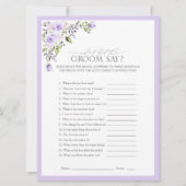 Elegant Lilac Lavender Floral Brautparty Game Einladung (Vorderseite)
