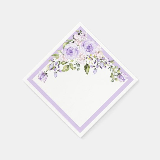 Elegant Lilac Lavender Floral Brautparty Serviette (Ecke)