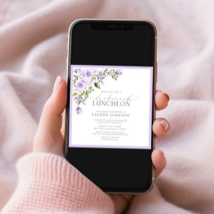 Elegant Lilac Lavender Floral Bridal Luncheon Einladung