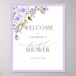 Elegant Lilac Lavender Floral Bridal Willkommen Poster