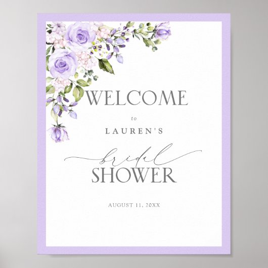 Elegant Lilac Lavender Floral Bridal Willkommen Poster (Vorne)