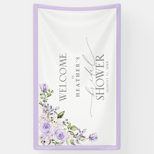 Elegant Lilac Lavender Floral Dusche Willkommen Banner (Vertikal)