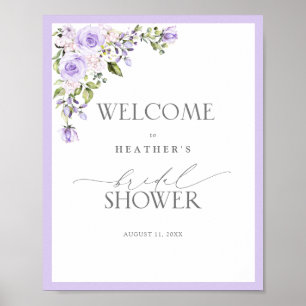 Elegant Lilac Lavender Floral Dusche Willkommen Poster