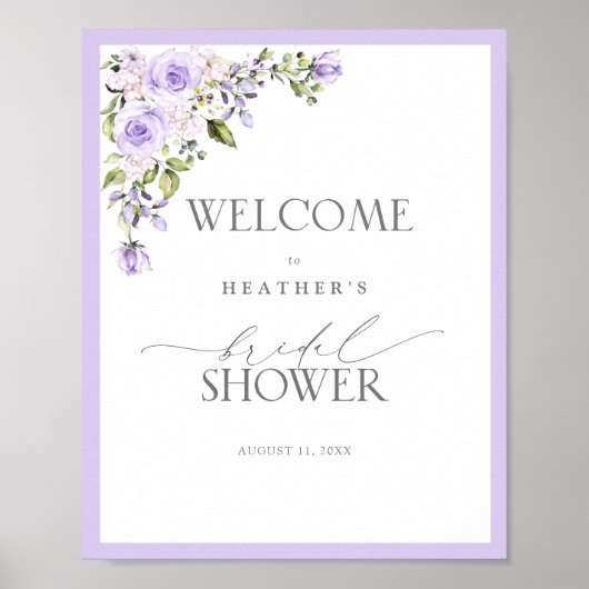 Elegant Lilac Lavender Floral Dusche Willkommen Poster (Vorne)