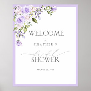 Elegant Lilac Lavender Floral Dusche Willkommen Poster