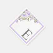 Elegant Lilac Lavender Floral Initial Monogram Serviette (Ecke)