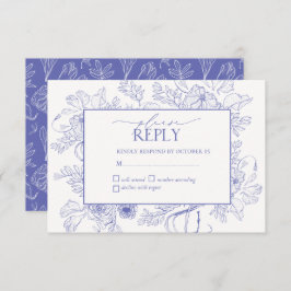Elegant Lilac Lavender Floral Line Kunst Hochzeit RSVP Karte