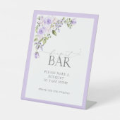 Elegant Lilac Lavender Floral Shower Bouquet Bar Sockelschild (Vorderseite)
