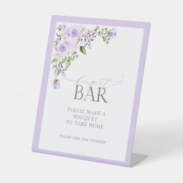 Elegant Lilac Lavender Floral Shower Bouquet Bar Sockelschild