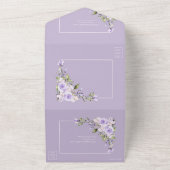 Elegant Lilac Lavender Rustic Lace Wedding All In One Einladung (Außenbereich)