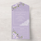 Elegant Lilac Lavender Rustic Lace Wedding All In One Einladung (Innen Boden)