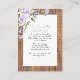 Elegant Lilac Lavender Rustic Lace Wedding Details Begleitkarte