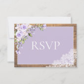 Elegant Lilac Lavender Rustic Lace Wedding RSVP Karte (Vorderseite)