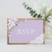 Elegant Lilac Lavender Rustic Lace Wedding RSVP Karte (Stehend Vorderseite)