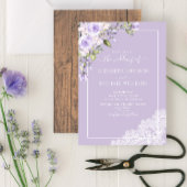 Elegant Lilac Lavender Rustic Wood Lace Hochzeit Einladung