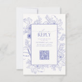Elegant Lilac Lavender Wedding QR Code RSVP Karte (Vorderseite)