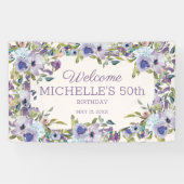 Elegant Lilac Lila Blumengrün 50. Geburtstag Banner (Horizontal)