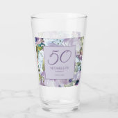Elegant Lilac Lila Blumengrün 50. Geburtstag Glas (Rückseite)