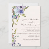 Elegant Lilac Lila Dusty Blue Floral Wedding Einladung (Vorderseite)